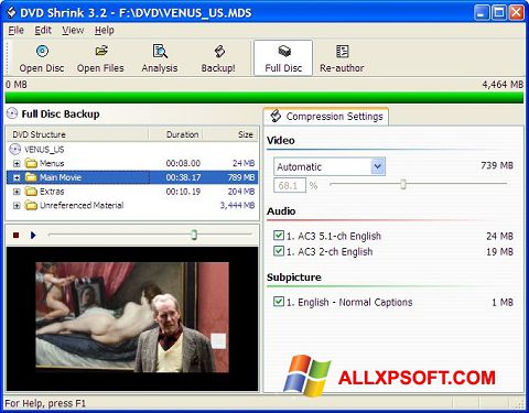 截圖 DVD Shrink Windows XP