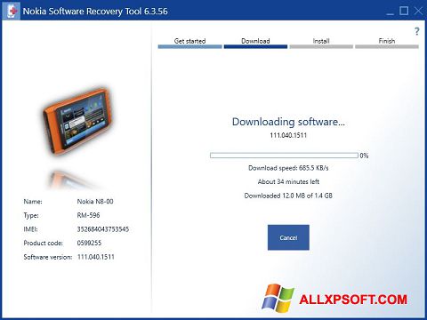 截圖 Nokia Software Recovery Tool Windows XP