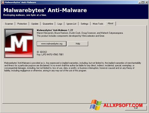 截圖 Malwarebytes Anti-Malware Free Windows XP
