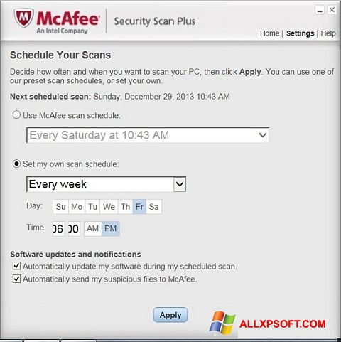 截圖 McAfee Security Scan Plus Windows XP