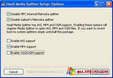 截圖 Haali Media Splitter Windows XP