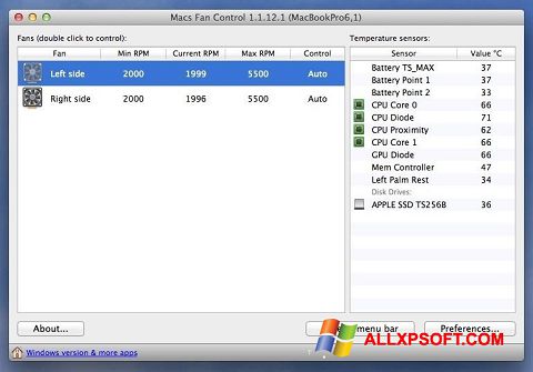 截圖 Macs Fan Control Windows XP