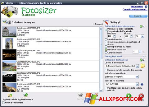 截圖 Fotosizer Windows XP