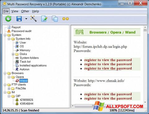 截圖 Multi Password Recovery Windows XP