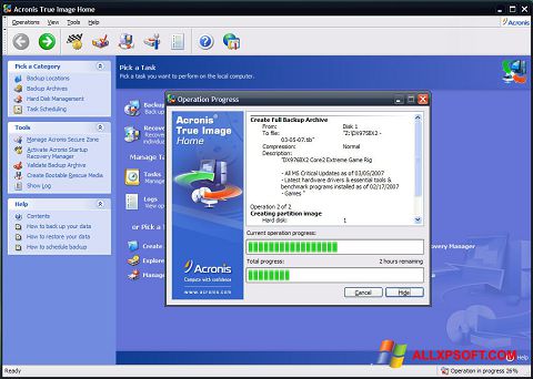 截圖 Acronis True Image Windows XP
