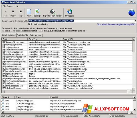 截圖 eMail Extractor Windows XP