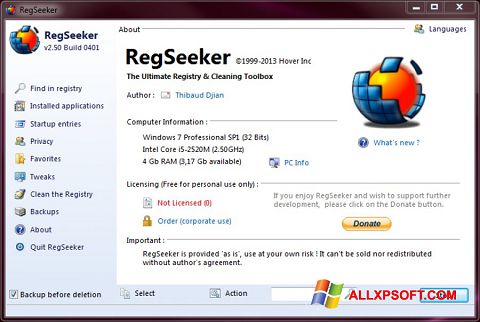 截圖 RegSeeker Windows XP