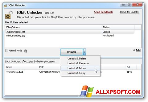 截圖 IObit Unlocker Windows XP