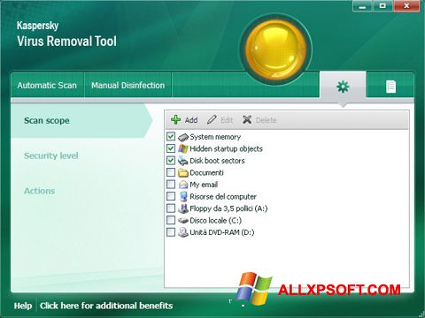 截圖 Kaspersky Virus Removal Tool Windows XP