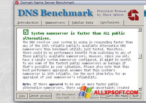 截圖 DNS Benchmark Windows XP
