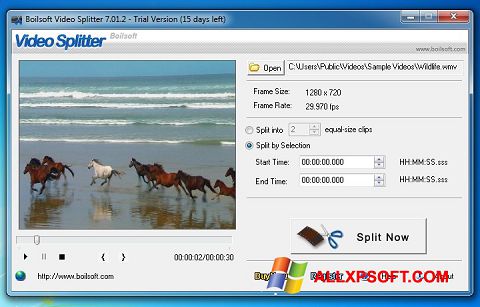 截圖 Boilsoft Video Splitter Windows XP