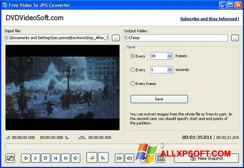 截圖 Free Video to JPG Converter Windows XP